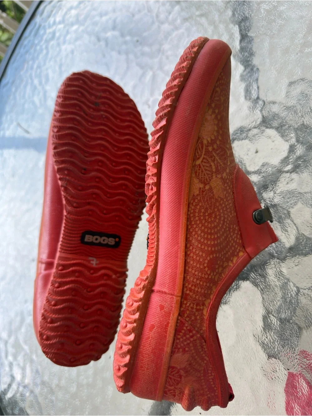 Bogs Red Floral Rain Clogs